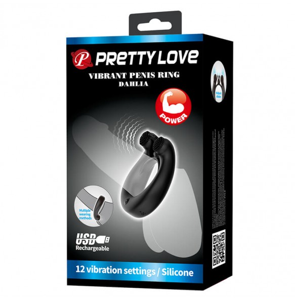 PRETTY LOVE - DAHLIA Vibrating Penis Ring (Chargeable - Black)